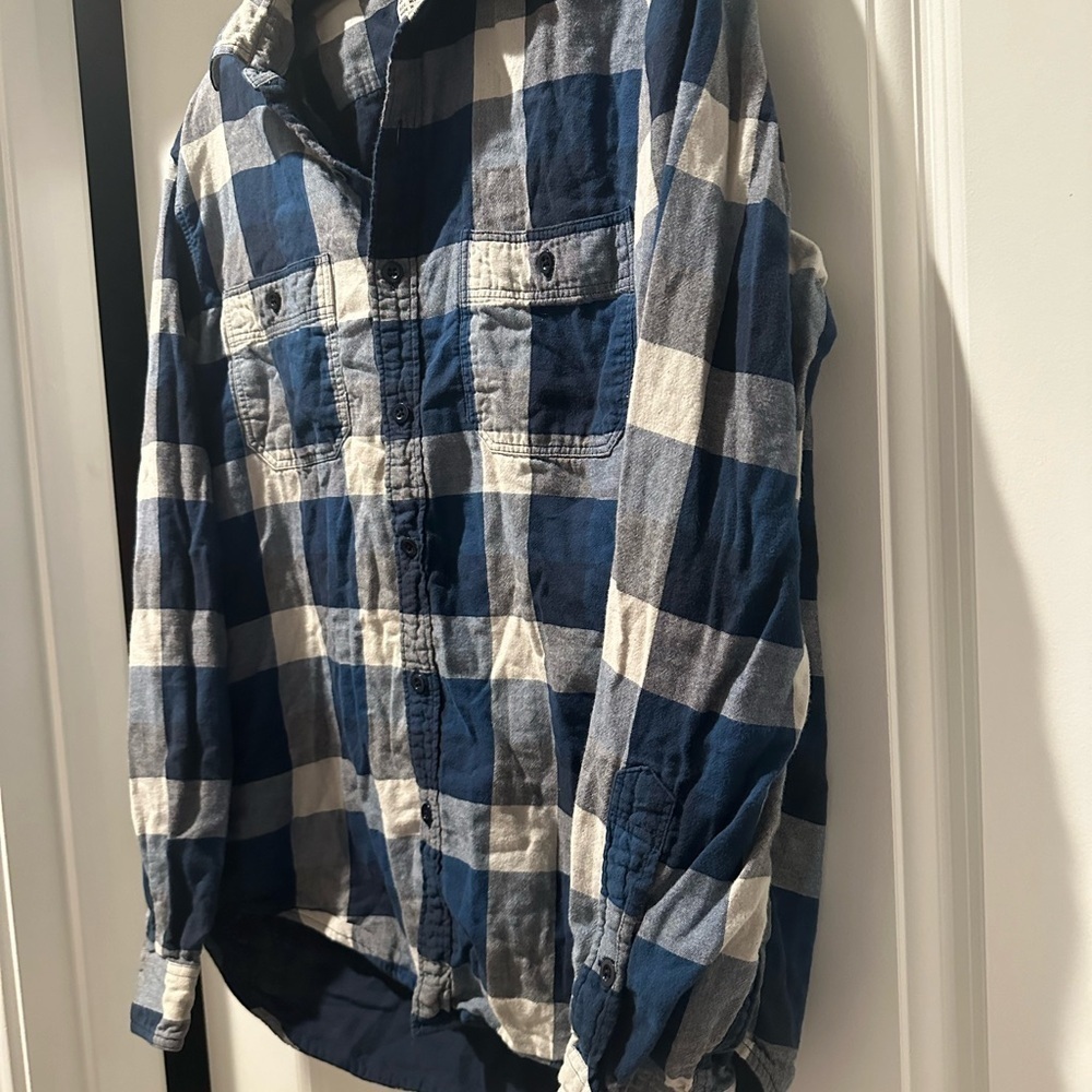 J.Crew Mens Authentic Workwear Dress Shirt Medium Blue Plaid Front Pocket Cotton - Picture 3 of 12